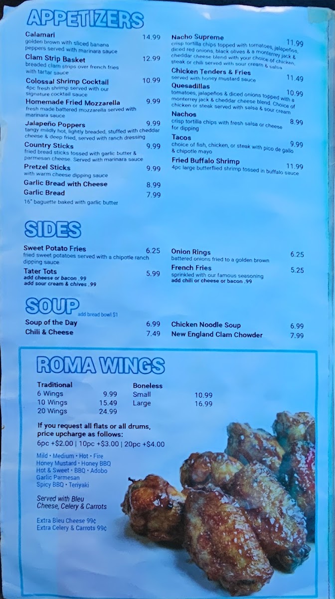 Menu Roma Sports Bar & Grill-1