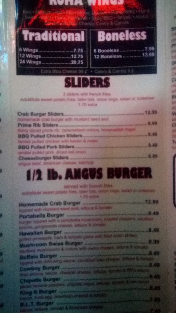 Menu Roma Sports Bar & Grill-10