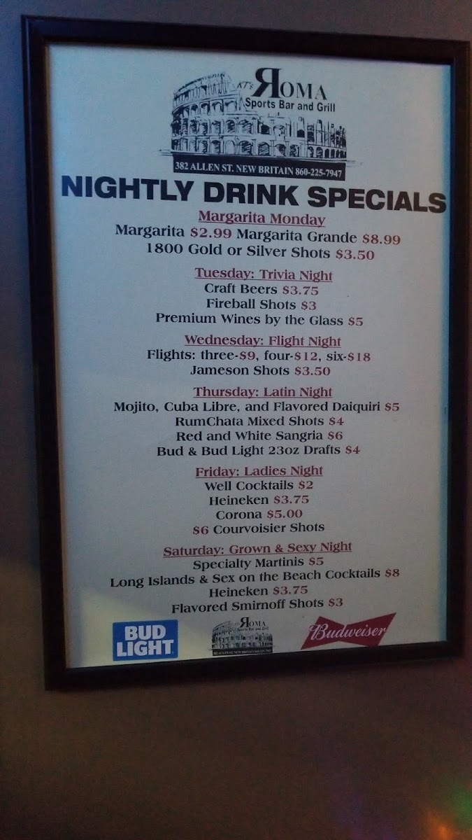 Menu Roma Sports Bar & Grill-7